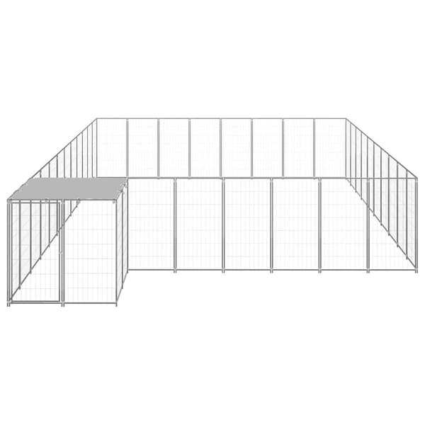 vidaXL Hundgård silver 25,41 m² stål Silver