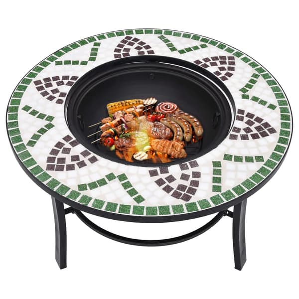 vidaXL Eldfat med mosaik grön 68cm keramik Grön
