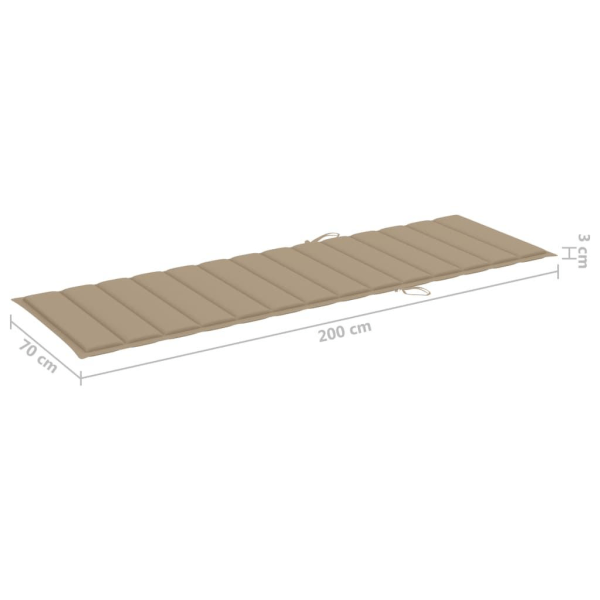 vidaXL Solsängsdyna beige 200x70x3 cm oxfordtyg Beige