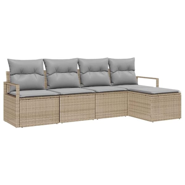 vidaXL Soffset med kudde 5 pcs Beige konstrotting Beige