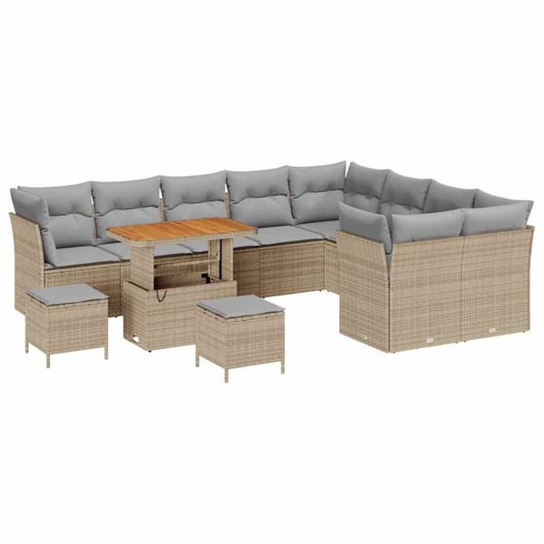 vidaXL Trädgårdsoffset 12 st Beige konstrotting Beige