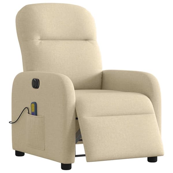 vidaXL Elektrisk massagefåtölj gräddvit tyg Kräm