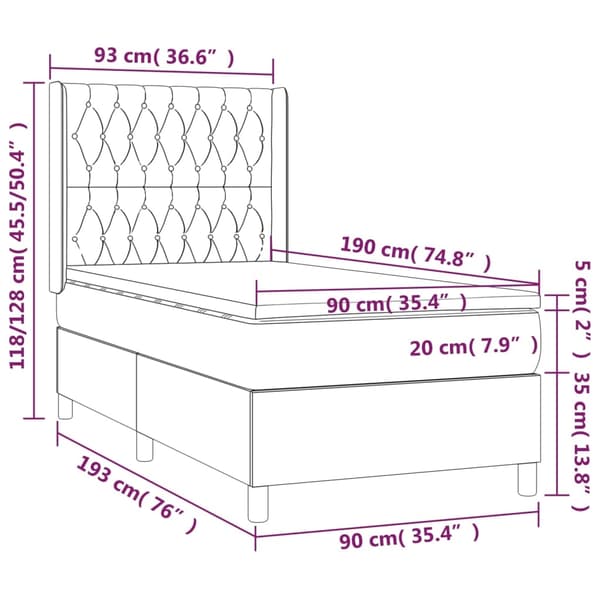 vidaXL Ramsäng med madrass & LED blå 90x190 cm tyg Blå