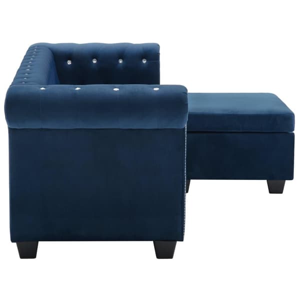 vidaXL Chesterfieldsoffa L-formad sammet 199x142x72 cm blå Blå