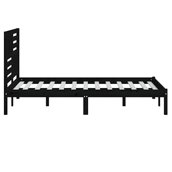 vidaXL Sängram 135x190 cm massiv furu svart Svart