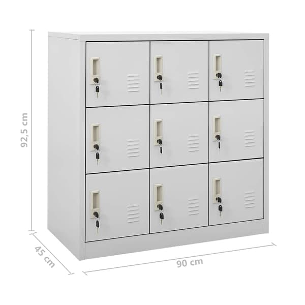 vidaXL Förvaringsskåp 2 st ljusgrå 90x45x92,5 cm stål grå