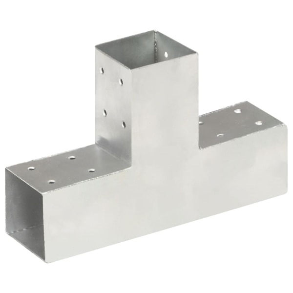 vidaXL Stolpbeslag 4 st T-form galvaniserad metall 71x71 mm Silver