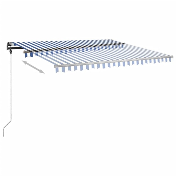 vidaXL Fristående markis manuellt infällbar 450x350 cm blå/vit Blå