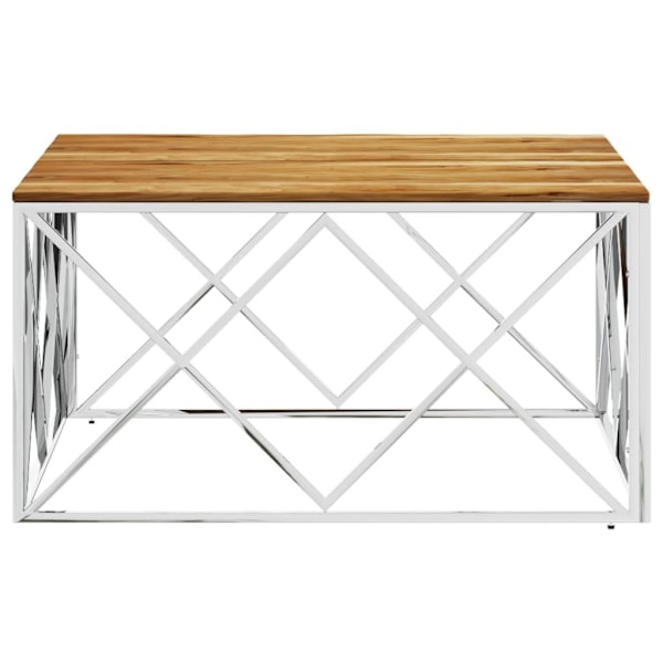 vidaXL Soffbord silver rostfritt stål och massivt akaciaträ Silver