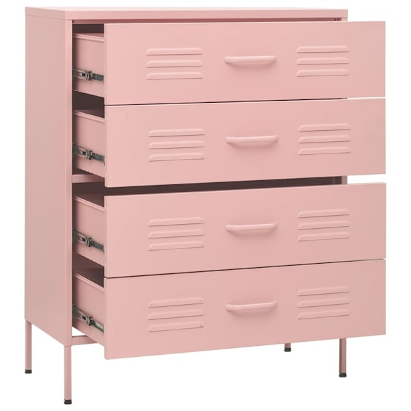 vidaXL Byrå rosa 80x35x101,5 cm stål Rosa