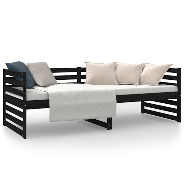 vidaXL Dagbädd svart 80x200 cm massiv furu Svart