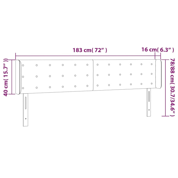 vidaXL Sänggavel LED svart 183x16x78/88 cm konstläder Svart