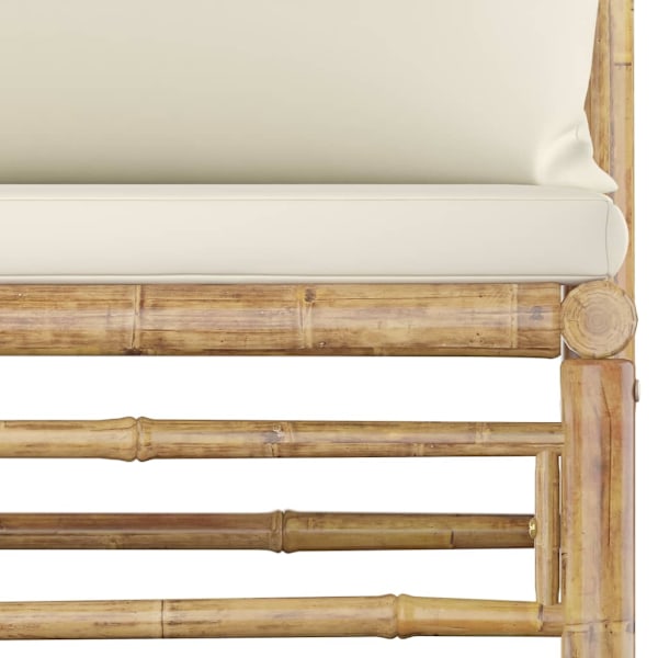 vidaXL Loungeset för trädgården med gräddvita dynor 12 delar bambu Vit