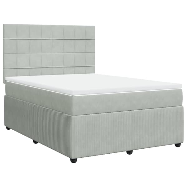 vidaXL Ramsäng med madrass ljusgrå 160x200 cm sammet Grå
