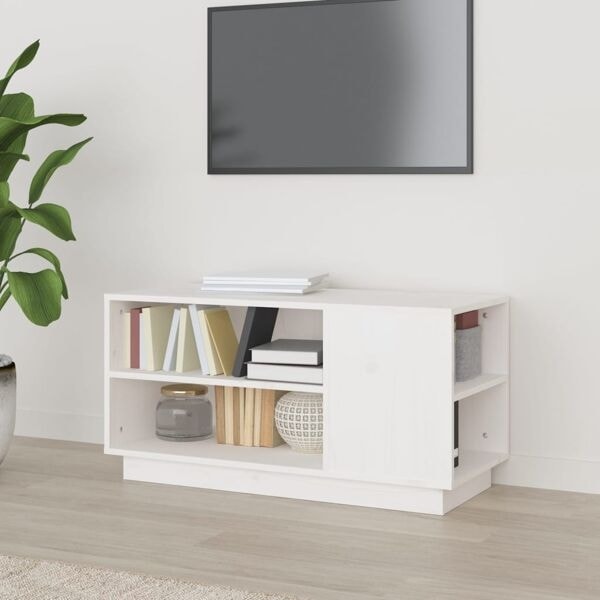 vidaXL Tv-bänk vit 80x35x40,5 cm massiv furu Vit