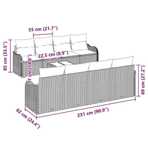vidaXL Trädgårdsoffset Grå 55 x 55 x 37 cm konstrotting Grå