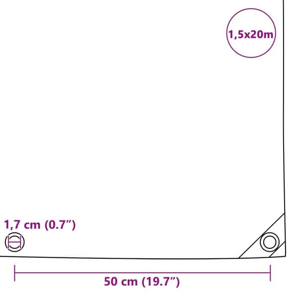 vidaXL Presenning 650 g/m² 1,5x20 m grå grå
