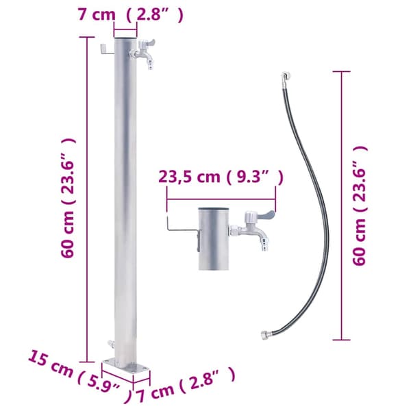 vidaXL Vattenpost 60 cm rostfritt stål rund Silver