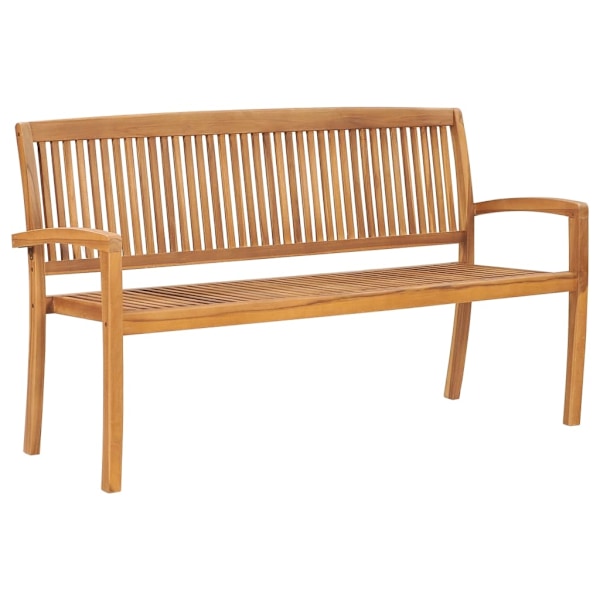 vidaXL Stapelbar trädgårdsbänk med dyna 159 cm massiv teak Blå