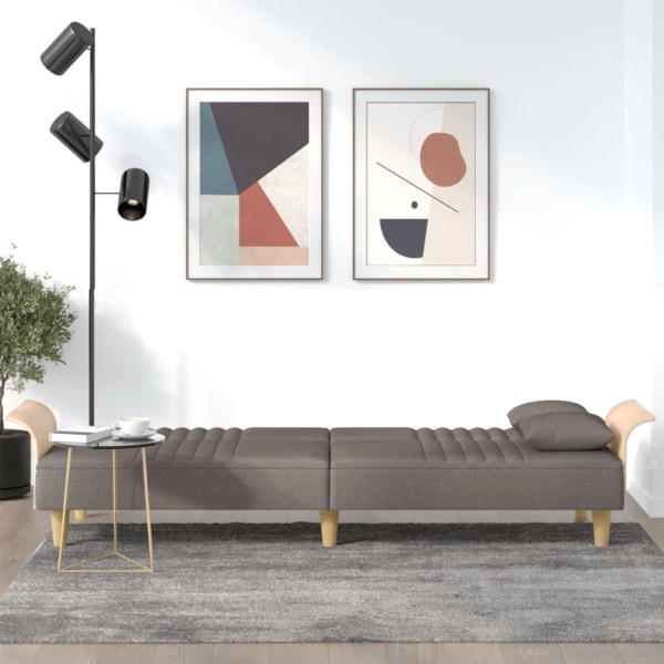 vidaXL Bäddsoffa med armstöd taupe tyg Taupe