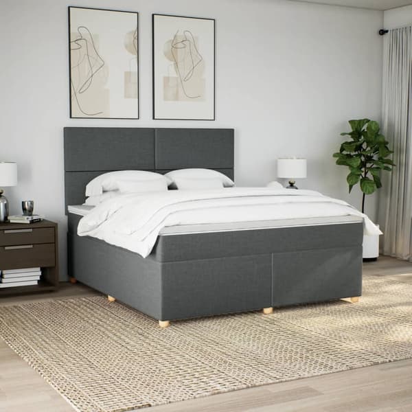 vidaXL Ramsäng med madrass mörkgrå 180x200 cm tyg Grå