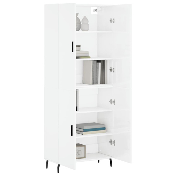 vidaXL Högskåp högglans vit 69,5x34x180 cm konstruerat trä Vit