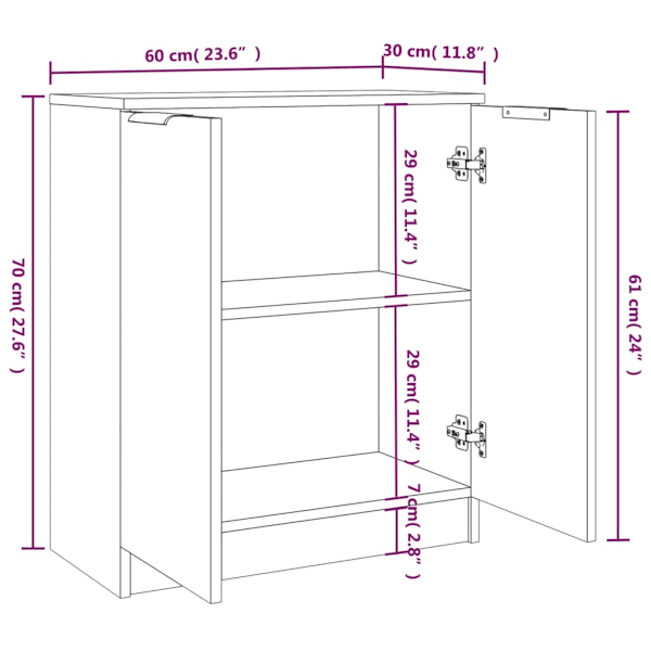 vidaXL Skänkar 2 st vit 60x30x70 cm konstruerat trä Vit