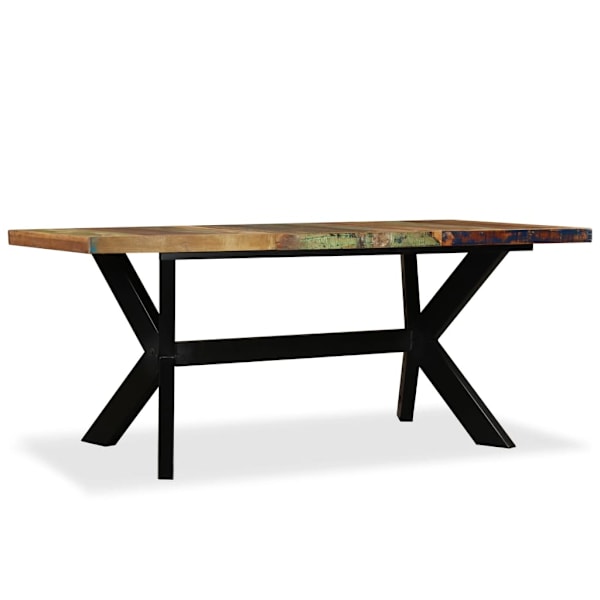 vidaXL Matbord massivt återvunnet trä och stål kryss 180 cm Brun