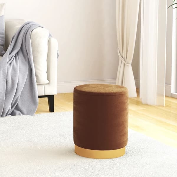 vidaXL Rund förvaringspall brun sammet 31 x 37 cm Brun