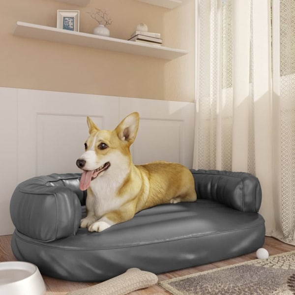 vidaXL Ergonomisk hundbädd grå 88x65 cm konstläder Grå