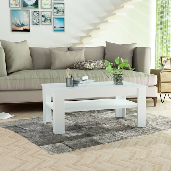 vidaXL Soffbord spånskiva 110x65x48 cm vit Vit