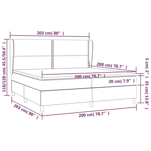 vidaXL Ramsäng med madrass mörkgrå 200x200 cm sammet Grå