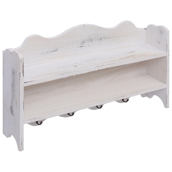 vidaXL Väggkrokar med förvaring vit 50x10x30 cm trä Vit