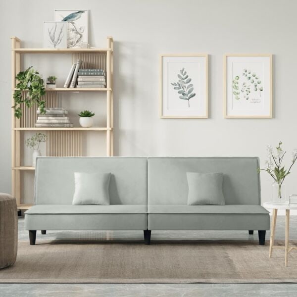 vidaXL Bäddsoffa ljusgrå sammet Grå