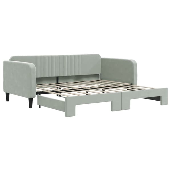 vidaXL Dagbädd utdragbar ljusgrå 90x190 cm sammet Grå