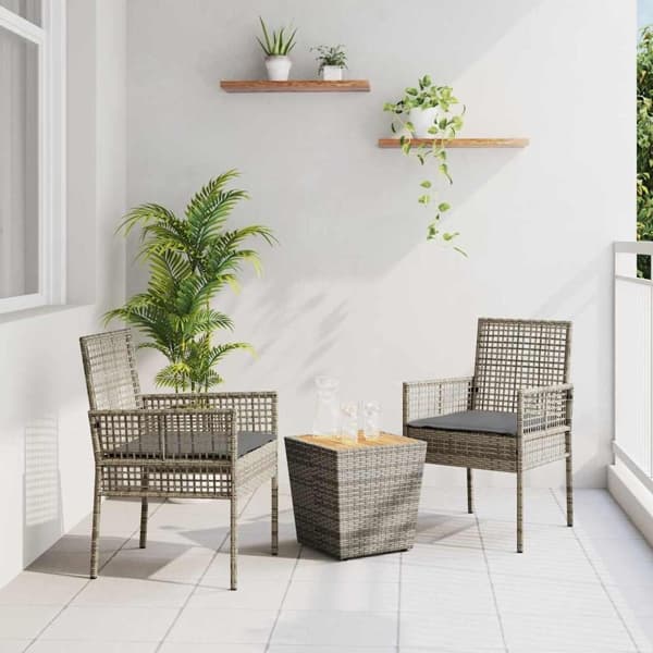 vidaXL Trädgårds Bistro Set 3 pcs Grå konstrotting Grå