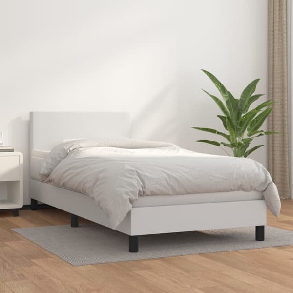 vidaXL Ramsäng med madrass vit 100x200 cm konstläder Vit