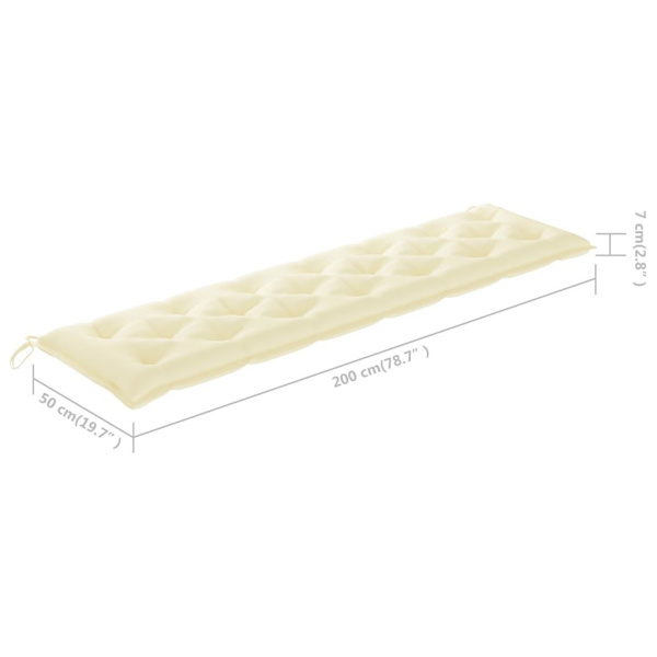 vidaXL Bänkdynor för trädgården 2st gräddvit 200x50x7cm oxfordty Vit