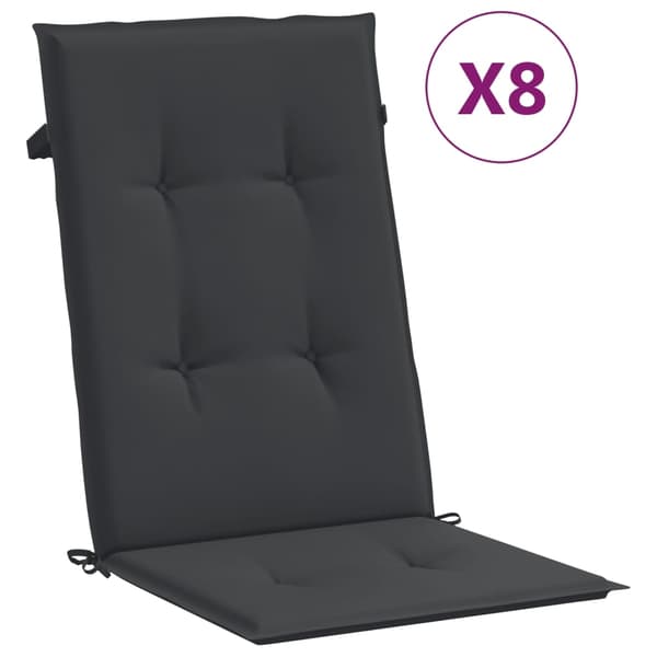vidaXL Fällbara fåtöljer med dynor, 8 st, massivt trä, teak Brun