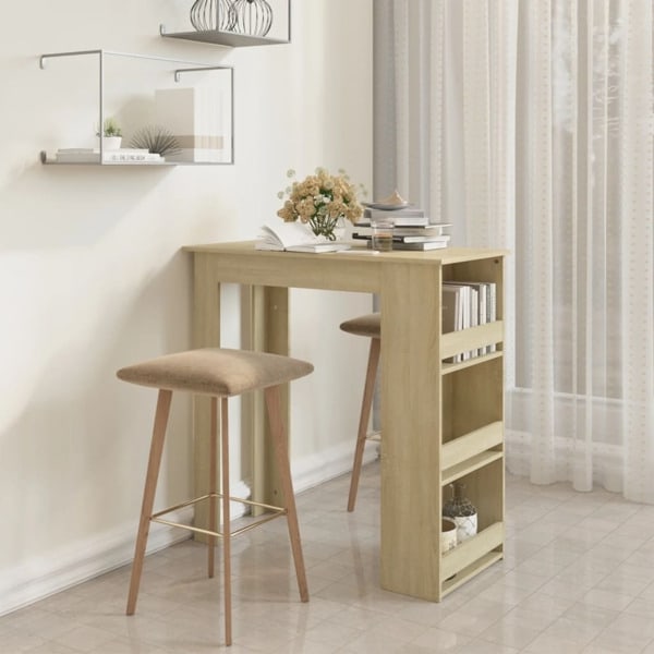 vidaXL Barbord med förvaringshyllor sonoma-ek 102x50x103,5 cm Beige