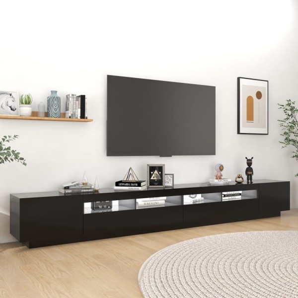 vidaXL TV-bänk med LED-belysning svart 300x35x40 cm Svart