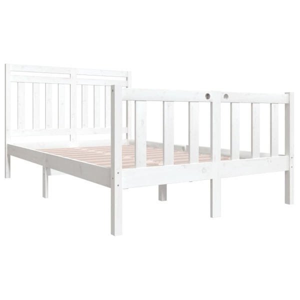 vidaXL Sängram vit massivt trä 140x190 cm Vit