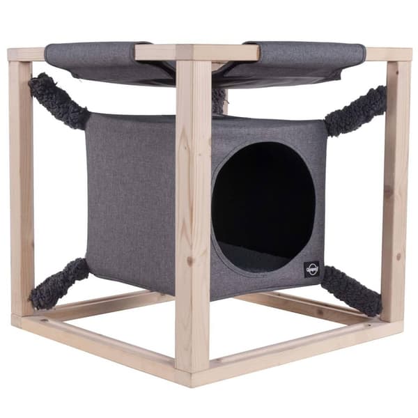 Quapas! Kattbädd med hängmatta Catcube grå M 54x54x54 cm grå