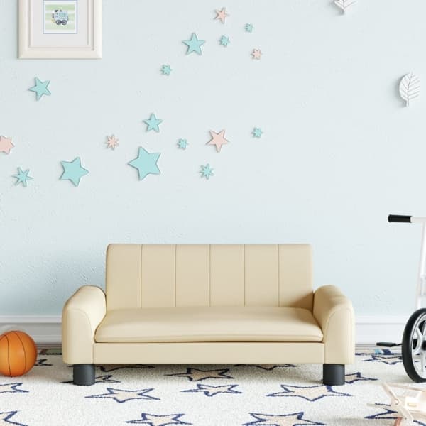 vidaXL Barnsoffa gräddvit 70x45x30 cm tyg Kräm