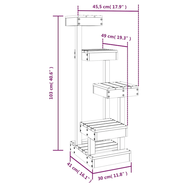 vidaXL Kattmöbel vit 45,5x49x103 cm massiv furu Vit