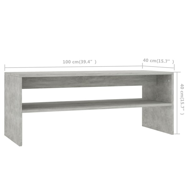 vidaXL Soffbord betonggrå 100x40x40 cm konstruerat trä grå