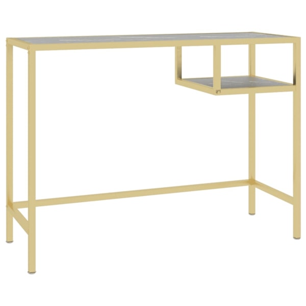 vidaXL Datorbord svart marmor 100x36x74 cm härdat glas Svart