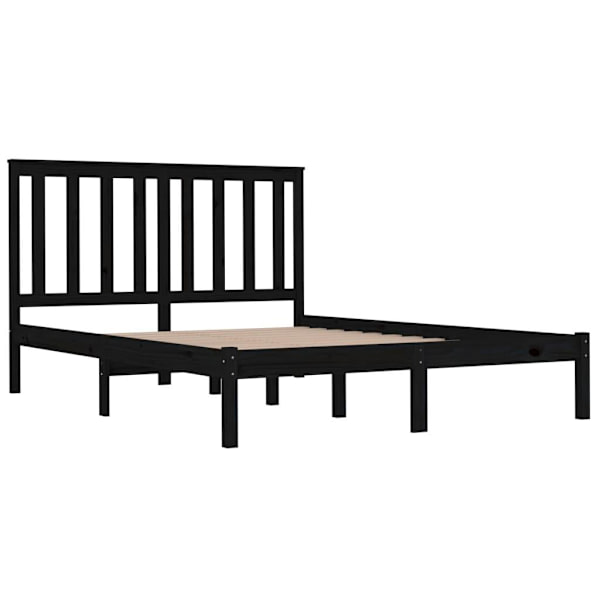 vidaXL Sängram svart massiv furu 160x200 cm Svart