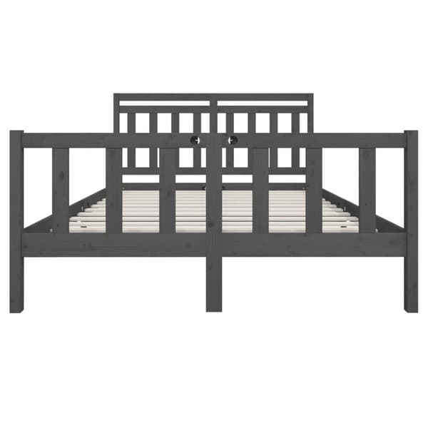 vidaXL Sängram massivt trä 150x200 cm grå Grå