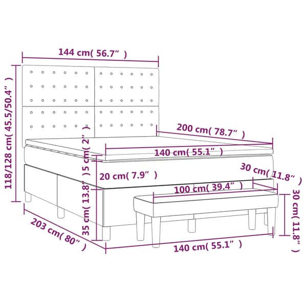 vidaXL Ramsäng med madrass grå 140x200 cm konstläder Grå